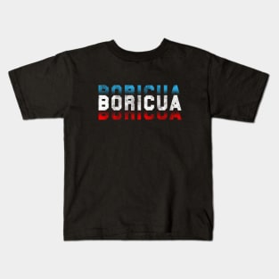 Boricua Flag colors, grunge style. Kids T-Shirt